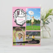 ソフトボール/野球3フォトピンク卒業 招待状 (スタンド正面)
