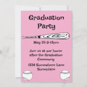 ソフトボール/野球3フォトピンク卒業 招待状 (裏面)