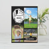 ソフトボール/野球3フォトブラック卒業 招待状 (スタンド正面)