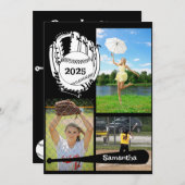 ソフトボール/野球3フォトブラック卒業 招待状 (正面/裏面)