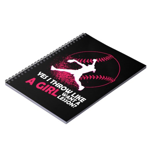 ソフトボールYes女の子のように投げるSoftball Girl Sof ノートブック (左側)