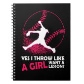 ソフトボールYes女の子のように投げるSoftball Girl Sof ノートブック (正面)