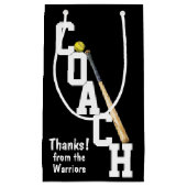 ソフトボー感謝していルのこうもりとボール付きコーチ スモールペーパーバッグ (正面)