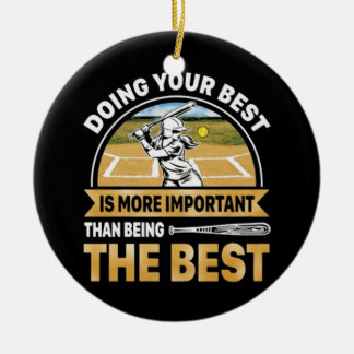 ソフトボー最高のル セラミックオーナメント