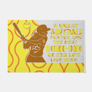 ソフトボ素晴らしール選手とホーム最高のボール走選手 ドアマット