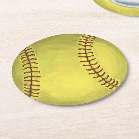 ソフトボ絵を描ールアート ラウンドペーパーコースター (アングル)