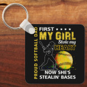 ソフトボ誇りを持ったールパパ最初に私の女の子は私のハートBaを盗んだ キーホルダー (正面)