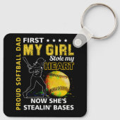 ソフトボ誇りを持ったールパパ最初に私の女の子は私のハートBaを盗んだ キーホルダー (裏面)