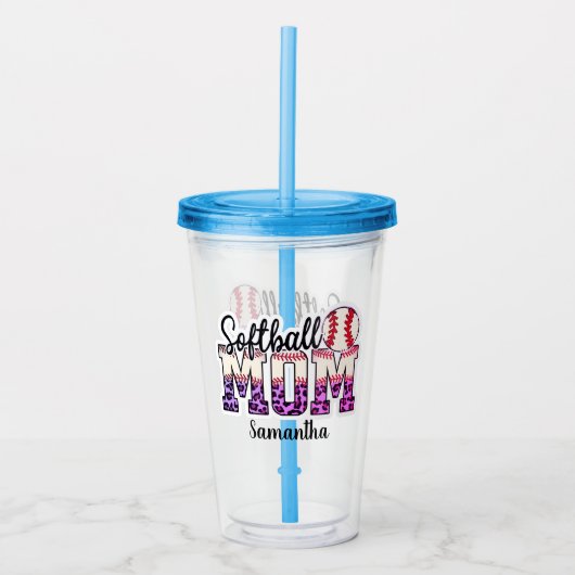 ソフトボ誇りを持ったールママ生活 アクリルタンブラー (正面)