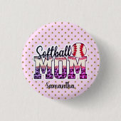 ソフトボ誇りを持ったールママ生活 缶バッジ (正面)