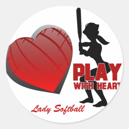 ソフトボ遊ールステッカー付き女子ハート ラウンドシール (正面)