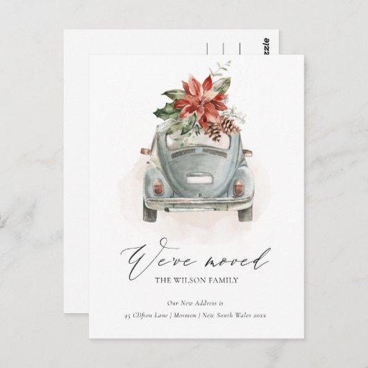 ソフトポインセチアフローラクリスマスカー我々は移動した ポストカード (正面/裏面)