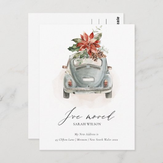 ソフトポインセチアフローラクリスマスカー私は移動した ポストカード (正面/裏面)