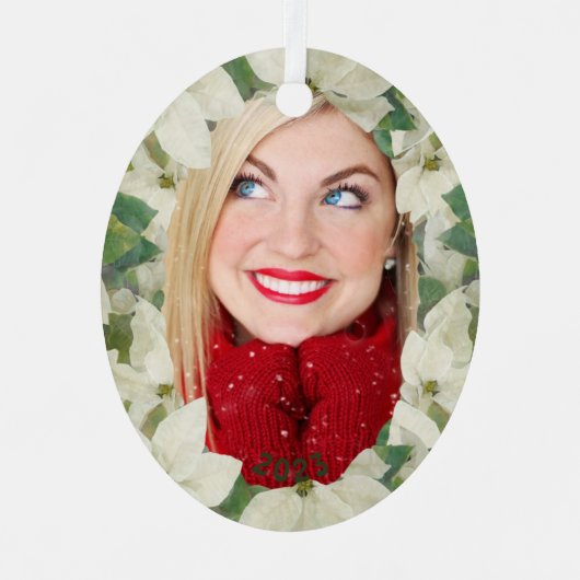 ソフトポ絵を描インセッティアガーデンフォトホリデー メタルオーナメント (正面)