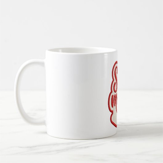 ソフトママ刺繍風タイポグラフィデザイン コーヒーマグカップ (左)