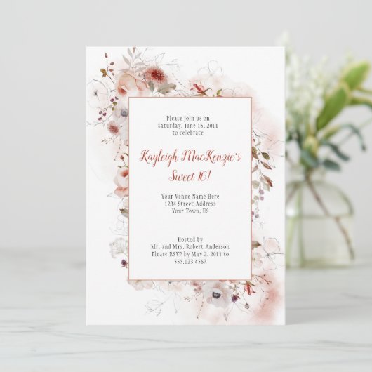 ソフトマルサラブルガンディテラコッタフローラスウィート16 招待状 (スタンド正面)