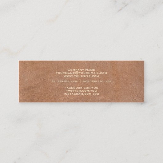 ソフトミディアムブラウンフェイクレザーミニマリスト スキニー名刺 (裏面)