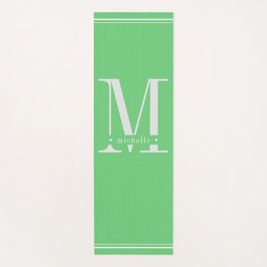 ソフトミニマルグリーンとホワイトモノグラム ヨガマット (正面)