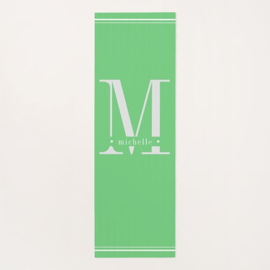 ソフトミニマルグリーンとホワイトモノグラム ヨガマット (裏面)