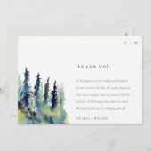 ソフトミニマルパインツリーマウンテンランドスケープ結婚ズ サンキューカード (正面/裏面)