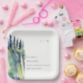 ソフトミニマルパインツリーマウンテンランドスケープ結婚ズ ペーパープレート (パーティー)