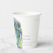 ソフトミニマルパインツリーマウンテンランドスケープ結婚ズ 紙コップ (裏面)