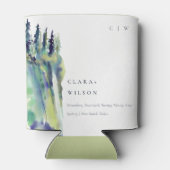 ソフトミニマルパインツリーマウンテンランドスケープ結婚ズ 缶クーラー (裏面)