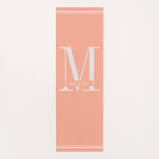 ソフトミニマルピーチ&ホワイトモノグラム ヨガマット (正面)