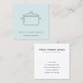 ソフトミニマルブルーグレーポットディームシェフケータリング スクエア名刺 (正面/裏面)