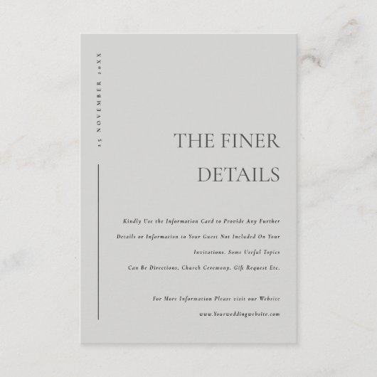ソフトミニマルライトグレータイポグラフィ結婚ズ詳細 エンクロージャーカード (正面)