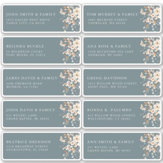 ソフトミュートされたト自然ーンフローラのゲスト名アドレス シール (正面)