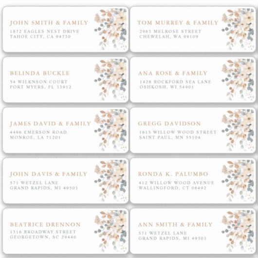 ソフトミュートされたト自然ーンフローラのゲスト名アドレス シール (正面)