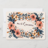 ソフトミュートされたフローラフレームクインセアニラカスタム 招待状 (裏面)