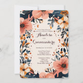 ソフトミュートされたフローラフレームクインセアニラカスタム 招待状 (正面)
