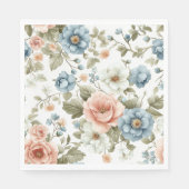 ソフトミュート植物性パステルフラワーアート スタンダードランチョンナプキン (正面)