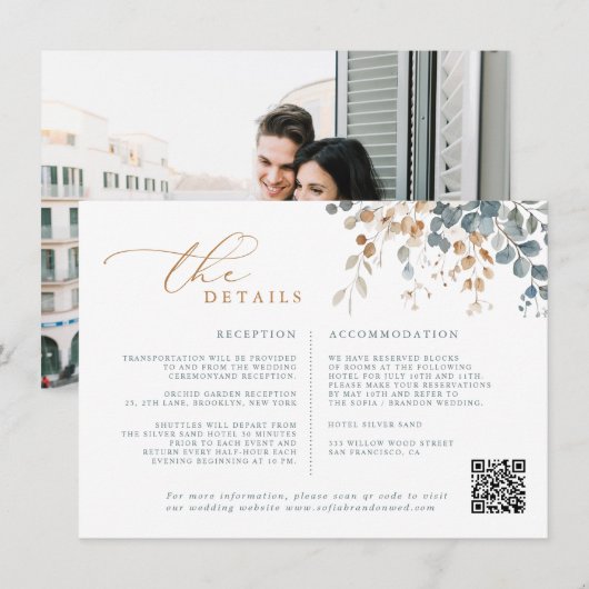 ソフトミュート自然トーンフローラウォーター結婚カラー エンクロージャーカード (正面/裏面)