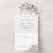 ソフトミュート自然トーンフローラウォーター結婚カラー オールインワン招待状 (内側)