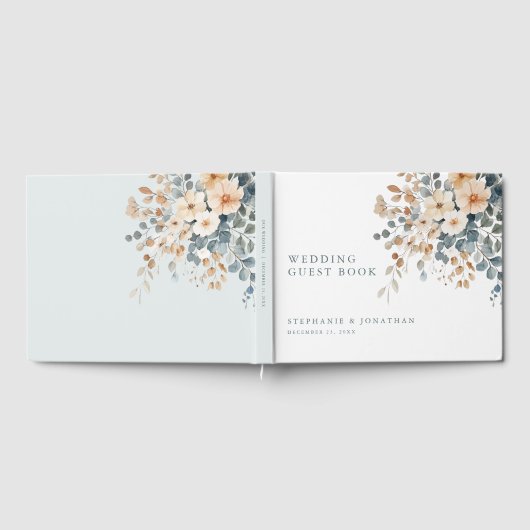ソフトミュート自然トーンフローラウォーター結婚カラー ゲストブック (全面)