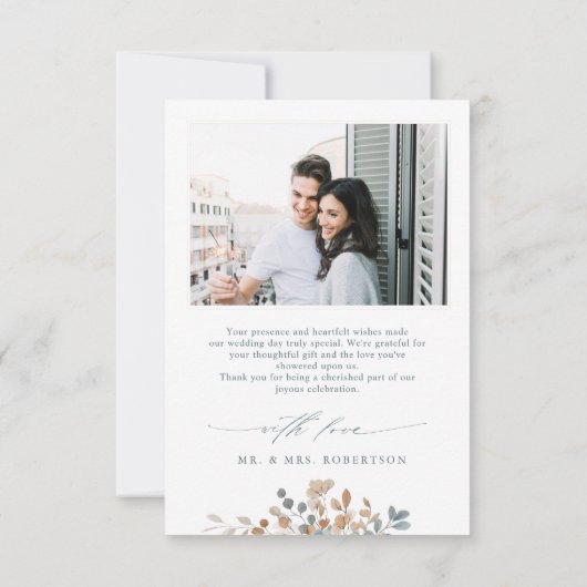 ソフトミュート自然トーンフローラウォーター結婚カラー サンキューカード (裏面)