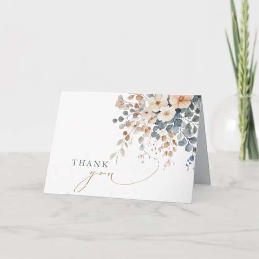 ソフトミュート自然トーンフローラウォーター結婚カラー サンキューカード (正面)