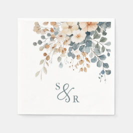 ソフトミュート自然トーンフローラウォーター結婚カラー スタンダードカクテルナプキン