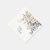 ソフトミュート自然トーンフローラウォーター結婚カラー スタンダードカクテルナプキン (角)