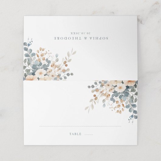 ソフトミュート自然トーンフローラウォーター結婚カラー プレイスカード (外部開封)