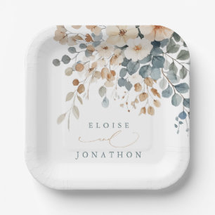 ソフトミュート自然トーンフローラウォーター結婚カラー ペーパープレート