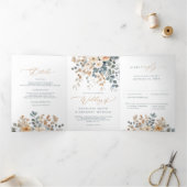 ソフトミュート自然トーンフローラウォーター結婚カラー 三つ折り案内状 (内部)