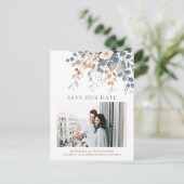 ソフトミュート自然トーンフローラ写真の日付を保存 ポストカード (スタンド正面)