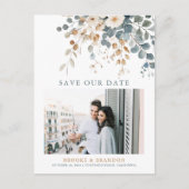 ソフトミュート自然トーンフローラ写真の日付を保存 ポストカード (正面)