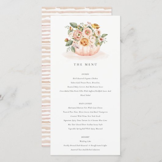 ソフトミュート赤面ピンクカボチャフローラメニューカード サンキューカード (正面/裏面)