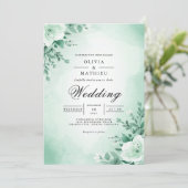 ソフトミントの花のアーチのウェディング 招待状 (スタンド正面)