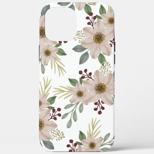 ソフトミントグリーンのフラワーガーデンパターンのiPhoneケース Case-Mate iPhoneケース (裏面)
